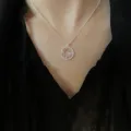 Elegante dubbele ring strass hanger ketting, modieuze sleutelbeen ketting voor vrouwen. - XL1605 / Zilver