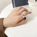 Silver geometric wide open ring for women, stylish irregular fashion index jewelry. - Adjustable / JZ8286-1
