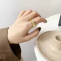 Gold wide geometric metal ring minimalist open finger ring fashion chic jewelry for women - Adjustable / JZ8286-2