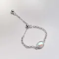 Minimalist stackable adjustable pull-chain ring for women stylish versatile trendy jewelry - Oval Colorful Gemstone Drawstring Style (JZ9561)