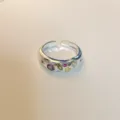 Bunter Zirkon Offener Ring mit mehrfarbigen Steinen und Sterngravuren, trendiger Modeschmuck. - Einstellbar Offen / Mehrfarbig Strass Sternburst Stil (JZ6716)