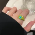 Green monster evil eye ring cute fashion open adjustable finger jewelry accessory - Open Adjustable / Green Monster / Green