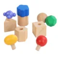 Montessori wooden screw blocks toy for kids hand eye coordination early education learning - Montessori Shape Matching Screwing