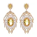 Luxus gelbe Kristall Blatt hängende Ohrringe für Damen Statement Mode Schmuck Detailansicht - Gold