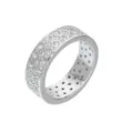 Eleganter breiter Zirkonia Ring in Silber Farbe, glänzender Modeschmuck für Damen Alltag. - Größe 7 / Weiß