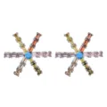 Bunte rechteckige Zirkonia Schneeflocke Ohrstecker fuer Damen elegante Mode Party Schmuck - bunt