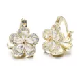 Elegante vergoldete Blumen-Ohrringe mit funkelnden Zirkonia-Tropfenblüten für Damen. - Weiß