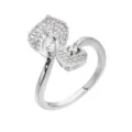 Eleganter silberner Calla Lilien Blatt Zirkon Offener Ring für Damen Mode Party Schmuck. - Größe 6 / Weiß