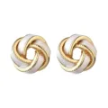 Elegante vergoldete weiße Emaille Knoten Ohrstecker für Damen, schicker und vielseitiger Schmuck. - Weiß