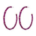 Fashion purple bamboo hoop earrings for women, exaggerated gold accent stylish party jewelry - Purple