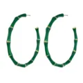 European and American fashion retro green bamboo hoop earrings, exaggerated gold joint party jewelry. - Green