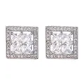 Quadratische Zirkonia Ohrstecker, glänzender Silberton modischer Schmuck für Frauen und Mädchen. - Weiß