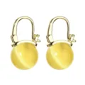Goldene Ohrringe für Damen, minimalistische runde Katzenauge Ohrhänger eleganter Schmuck. - Gelb