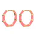 Rosa Emaillierte Goldene Bambus Creolen für Damen, schicker Vintage Stil minimalistischer Schmuck. - Rosa