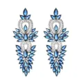 Elegante lange blaue Zirkon Quaste Ohrringe fuer Damen Hochzeit Party romantischer Schmuck - Blau