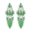 Elegante lange markisenförmige grüne Zirkonia Quaste Ohrringe für Damen Party Schmuck - Grün