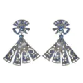 Gunmetall fächerförmige lange blaue Zirkon Ohrringe, elegante Kristall Ohrhänger für Damen. - Blau
