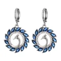 Modische silberfarbene blaue Zirkonia Pfau Ohrringe für Damen Hochzeit Party Schmuck. - Blau