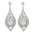 Elegante lange Zirkonia Ohrringe, glänzender Diamantersatz Hochzeit Party Damenschmuck. - Weiß