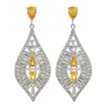 Elegante lange Quaste AAA Zirkonia Ohrringe fuer Damen Hochzeit Party Schmuck Accessoire. - Gelb