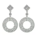 Glänzende Silber Zirkon Ohrhänger Geometrisch Rund Elegante Damen Schmuck Mode Neu - Weiß