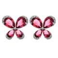 Hauptbild elegante silberne Schmetterling Zirkonia Ohrstecker mit funkelnden rosa Kristallen. - Rot