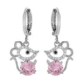 Versilberte süße Maus hängende Ohrringe mit rosa Zirkonia für Damen Mädchen Party Geschenk - Gelb
