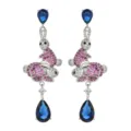 Wunderschöne hängende Zirkonia Hasen Ohrringe mit blauen Kristallen für Damen und Mädchen. - Saphirblau