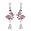 Wunderschöne Zirkonia Hasen Ohrringe mit pinken und weißen Steinen für elegante Damen. - Weiß