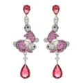 Atemberaubende lange Hasen-Ohrringe mit glitzernden rosa Zirkonia Kristallen für Damen. - Fuchsia