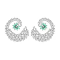 Elegante grüne Blume Zirkon Wirbel Ohrringe glänzende Kristall Mode Schmuck für Damen Party - Grün