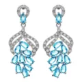 Elegante lange oorbellen met blauwe zirkonia stenen en sprankelende pavé voor vrouwen - Aqua