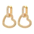 Goldene Pavé Zirkonia Herz Glieder Ohrringe Glänzender Modeschmuck für Damen Alltag - Herzförmiger Volldiamant-Stil (ER-518) / Weiß
