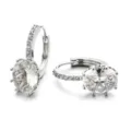Silberfarbene ovale Zirkonia Kristall Creolen für Damen Hochzeit Party Schmuck. - Weiß