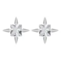 Silberne quadratische Zirkonia Stern Ohrstecker fuer Damen Alltag modischer Ohrschmuck - Rot