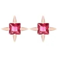 Orecchini a lobo in zircone cubico quadrato rosa con montatura a punta in oro - Bianco