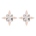 Orecchini a lobo quadrati in zircone oro rosa con dettagli a punta geometrici luminosi. - Viola