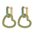 Vergoldete grüne Zirkonia Herzen Creolen Ohrringe, elegante Mode Schmuck Accessoires. - Herzförmiger Volldiamant-Stil (ER-518) / Grün