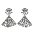 Elegante schwarze galvanisierte fächerförmige Zirkon-Ohrringe für Damen Schmuck. - Weiß