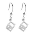 Elegante Zirkon Ohrringe mit Silberhaken, minimalistischer geometrischer Damenschmuck. - Silber