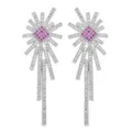 Elegante Zirkonia Ohrringe mit pinken Zirkoniasteinen und Steinen, perfektes Brautgeschenk. - Rot
