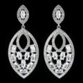 Elegante Markise Zirkonia Ohrringe für Damen, glänzender Silberschmuck für Hochzeit Party. - Weiß