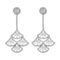Atemberaubende mehrstufige Fächer-Zirkon-Ohrringe mit elegantem langen Quasten-Design. - Weiß