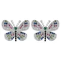 Detailansicht eleganter Schmetterling Ohrringe mit funkelnden bunten Zirkoniasteinen besetzt. - Gelb