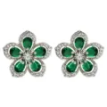 Elegante Blumen Zirkonia Ohrringe mit gruenen Tropfensteinen fuer Damen modischer Schmuck. - Grün