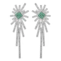 Elegante lange Zirkonia Quasten Ohrringe mit gruenem Zentrum Stein fuer Damen Geschenk. - Grün