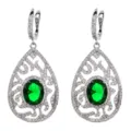 Elegante Retro Tropfen Zirkon Ohrringe mit leuchtend grünem Stein und filigranem Design. - Grün