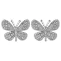Silberne Schmetterling Ohrringe funkelnd mit Zirkon Steinen eleganter süßer Stil für Damen - Weiß