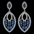 Modische markasienblaue Zirkon Ohrringe für Damen, elegante lange Kristall Hängeohrringe. - Blau