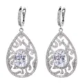 Europäische Mode tropfenförmige Zirkonia Ohrringe für Damen, elegante Vintage Hänge Ohrringe. - Weiß